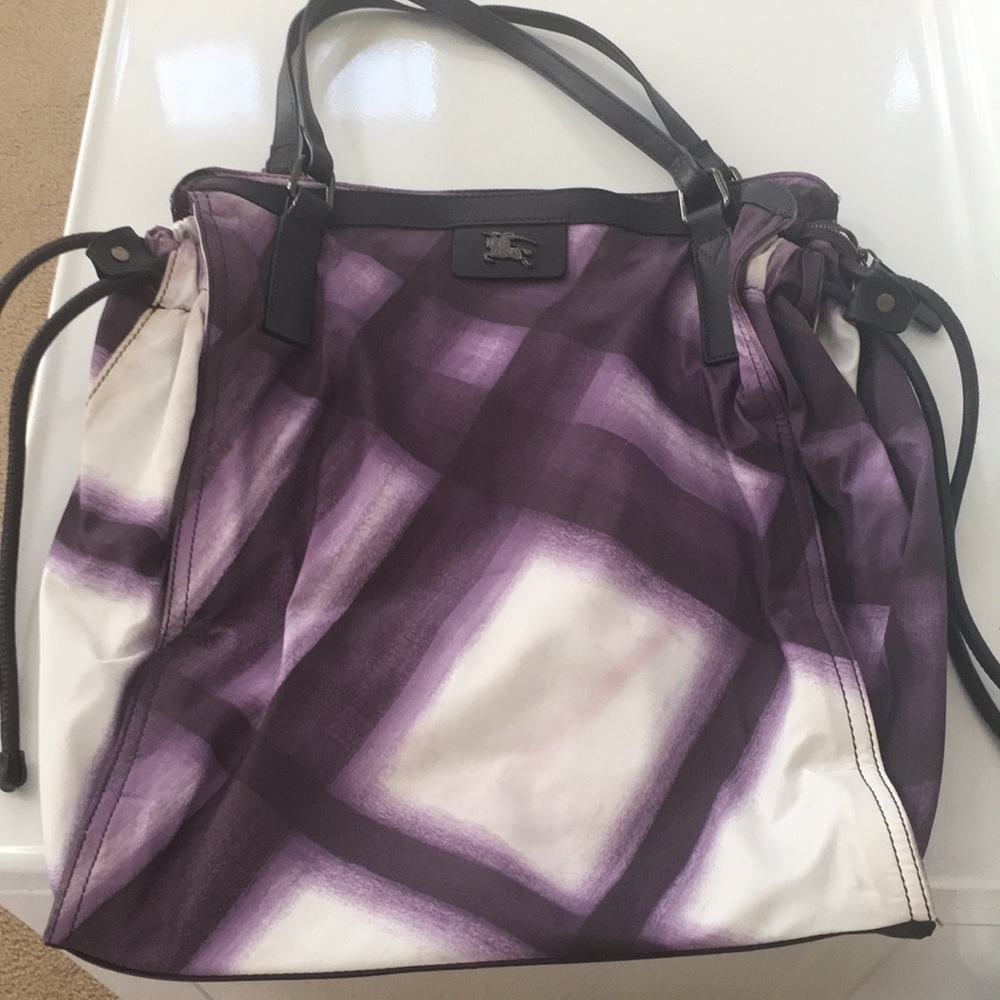 Burberry leather and fabric tote